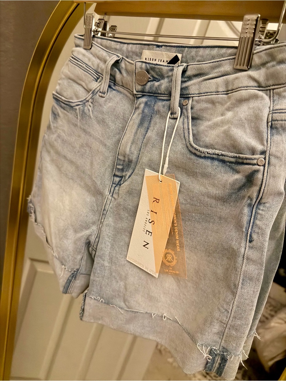RISE N Light Wash Denim Jean Shorts - Light Blue